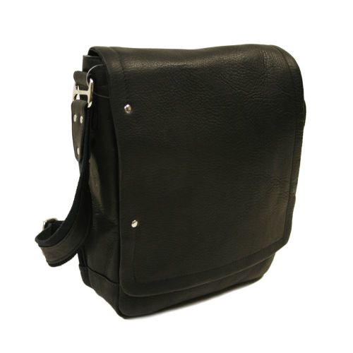  Piel Leather Flap-Over Carry-All, Black, One Size