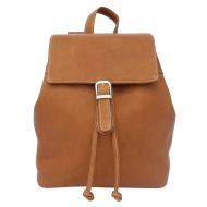 Piel Leather Top Flap Drawstring Backpack, Saddle, One Size