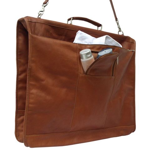  Piel Leather Elite Garment Bag, Saddle, One Size