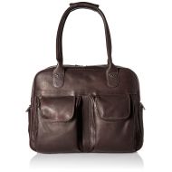 Piel Leather Multi-Pocket Satchel, Chocolate