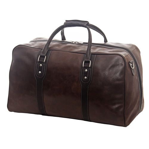  Piel Leather Classic Vintage Zip-Down Duffel, Brown