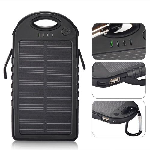  PierTech 12000mAh SOLAR Power Bank Dual USB Battery Charger Waterproof Shock Proof Panel Portable For iPhone,iPad,Android Smartphones,Tablets,Blackberry,HTC,LG,Sony GoPro Camera,