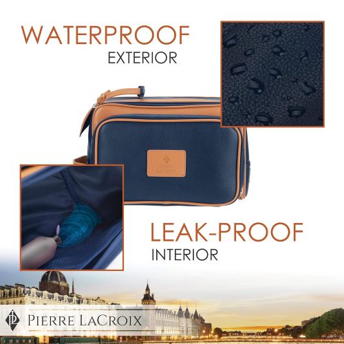  Cruelty-Free Leather Travel Toiletry Bag/Dopp Kit by Pierre LaCroix | Hand-Stitched Using Premium PU...