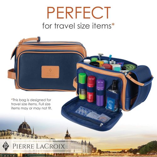  Cruelty-Free Leather Travel Toiletry Bag/Dopp Kit by Pierre LaCroix | Hand-Stitched Using Premium PU...