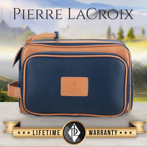  Cruelty-Free Leather Travel Toiletry Bag/Dopp Kit by Pierre LaCroix | Hand-Stitched Using Premium PU...