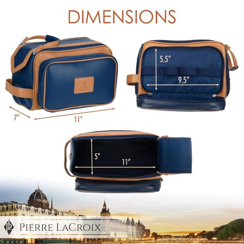  Cruelty-Free Leather Travel Toiletry Bag/Dopp Kit by Pierre LaCroix | Hand-Stitched Using Premium PU...