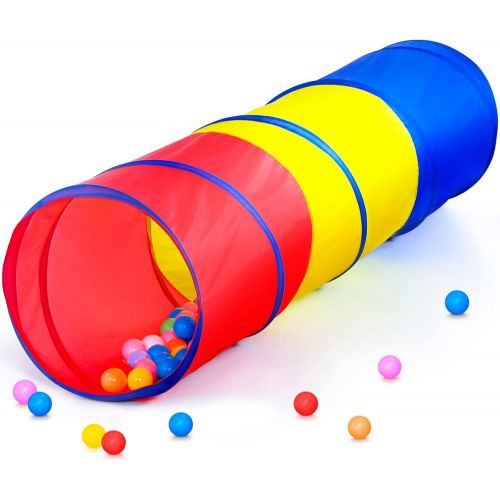  [아마존베스트]PigPigPen 6-ft Kids Tunnel for Toddlers, Pop Up Play Tunnel Tent for Babies or Dogs, Indoor & Outdoor Toys for Kids Backyard Playset. (Red,Yellow,Blue Play Tent)