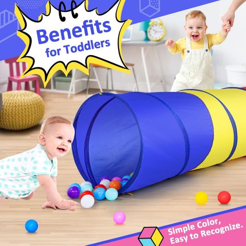  [아마존베스트]PigPigPen 6-ft Kids Tunnel for Toddlers, Pop Up Play Tunnel Tent for Babies or Dogs, Indoor & Outdoor Toys for Kids Backyard Playset. (Red,Yellow,Blue Play Tent)