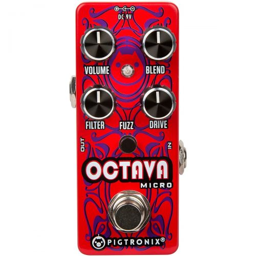  Pigtronix},description:The Pigtronix Octava Micro is an expanded version of the octave up found in the original Pigtronix Disnortion pedal. This all-analog frequency doubler has an