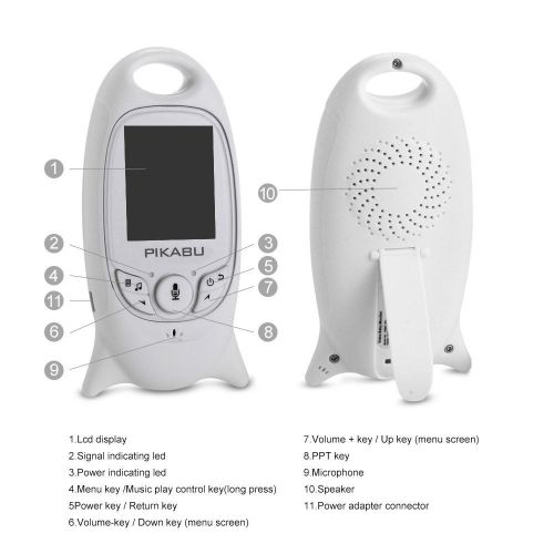  Pikabu - Wireless Digital Baby Alarm 2 LCD Color Monitor + Camera, Video, 2 Way Audio, IR Night Vision...