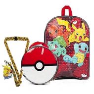 Pikachu Pokemon 16Pokeball Backpack with Lunch Bag Plus Lanyard Set