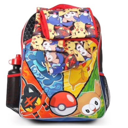  Pikachu Pokemon Backpack, Lunch Bag, Pencil Case, Water Bottle & Sling Bag Set - Kids