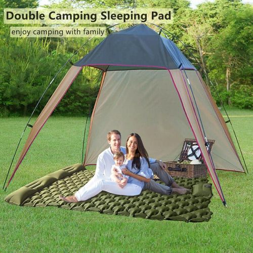  Pikorce Sleeping Pad for Camping ,Camping Air Mattress with Pillow for 2 Person,Waterproof Double Self Inflating Sleeping Bed,Ultralight Portable Roll-Up Double Sleeping Pad for Tents ,Car