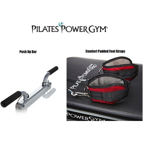  Pilates Power Gym Plus - Ultimate Mini Reformer with Push Up Bar and 3 Celebrity Trainer Pilates Workout DVDs Push Up Bar Included