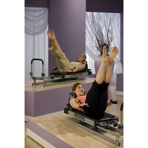  Pilates Power Gym Plus - Ultimate Mini Reformer with Push Up Bar and 3 Celebrity Trainer Pilates Workout DVDs Push Up Bar Included