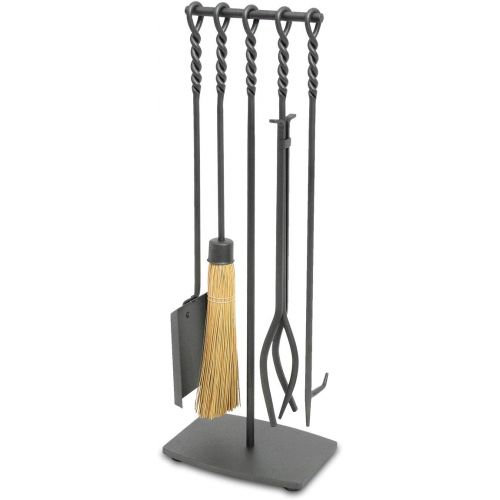  Pilgrim Home and Hearth Soldiered Row Fireplace Tool Set, Vintage Iron