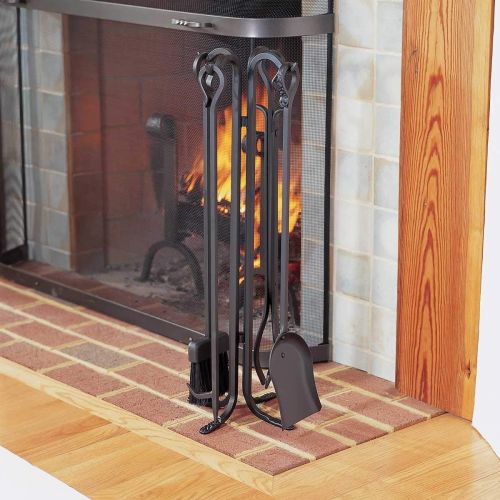  Pilgrim Home and Hearth 18003 Forged Hearth Fireplace Tool Set, 28/16 lb, Matte Black