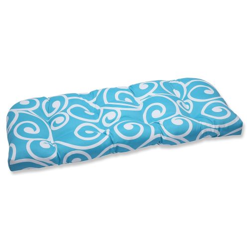  Pillow Perfect Outdoor Best Wicker Loveseat Cushion, Turquoise