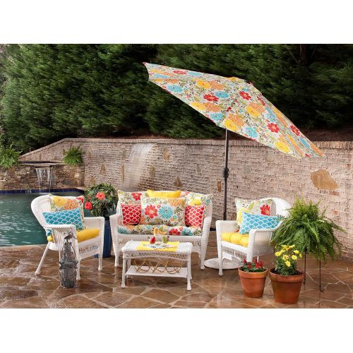  Pillow Perfect Outdoor Spring Bling Wicker Loveseat Cushion, Multicolored