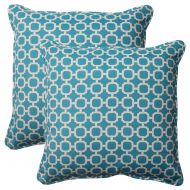 Pillow Perfect Outdoor Hockley Corded Throw Pillow, 18.5-Inch, Teal, Set of 2