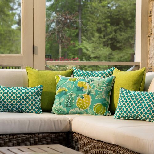  Pillow Perfect Outdoor Hockley Corded Throw Pillow, 18.5-Inch, Teal, Set of 2