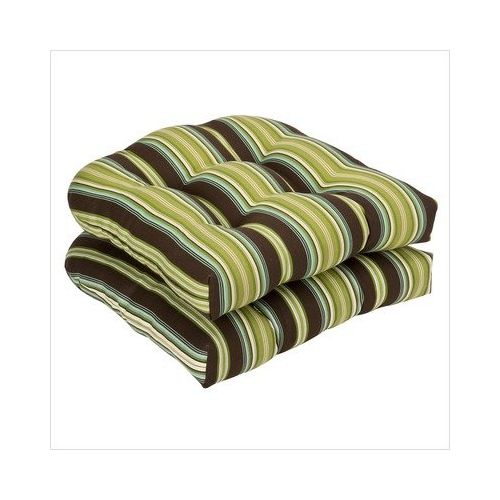  Pillow Perfect Indoor/Outdoor Multicolored Modern Floral Wicker Seat Cushions, 2-Pack