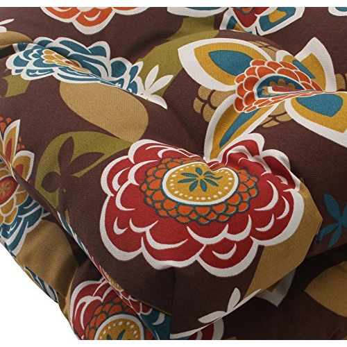  Pillow Perfect Indoor/Outdoor Multicolored Modern Floral Wicker Seat Cushions, 2-Pack