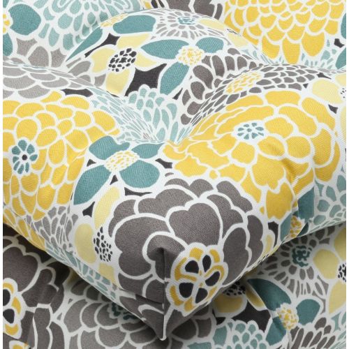  Pillow Perfect Indoor/Outdoor Multicolored Modern Floral Wicker Seat Cushions, 2-Pack