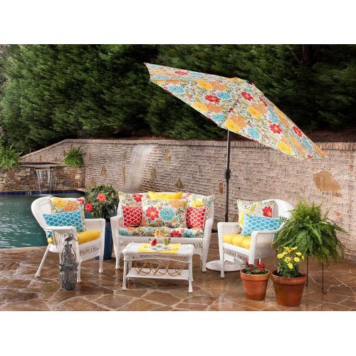  Pillow Perfect Indoor/Outdoor Multicolored Modern Floral Wicker Seat Cushions, 2-Pack