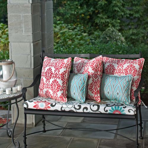  Pillow Perfect Indoor/Outdoor Fresco Bench Cushion, Blue