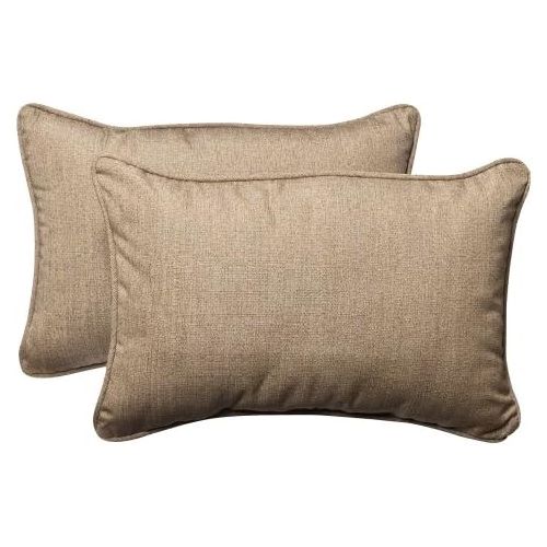  Pillow Perfect IndoorOutdoor Over-sized Rectangular Throw Pillow (Set of 2) with Sunbrella Linen Sesame Fabric, 24.5 in. L X 16.5 in. W X 5 in. D