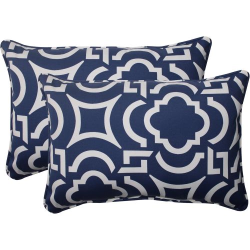  Pillow Perfect Outdoor Carmody Corded Oversized Rectangular Throw Pillow, Navy, Set of 2