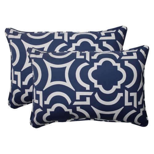  Pillow Perfect Outdoor Carmody Corded Oversized Rectangular Throw Pillow, Navy, Set of 2