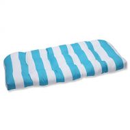 Pillow Perfect Outdoor Cabana Stripe Wicker Loveseat Cushion, Turquoise