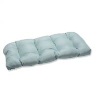 Pillow Perfect Indoor/Outdoor Wicker Loveseat Cushion with Sunbrella Canvas Spa Fabric, 44 in. L X 19 in. W X 5 in. D