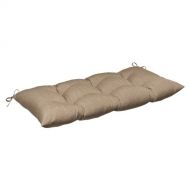 Pillow Perfect Indoor/Outdoor Wrought Iron Loveseat Cushion with Sunbrella Linen Sesame Fabric, 44 in. L X 18.5 in. W X 5 in. D