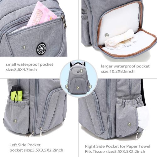  Pimolake Changing Backpack, Baby Nappy Backpack Large Capacity Multi-Function Diaper Bag Mom Dad Travel...
