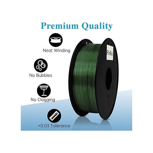  PLA Silk Filament 1.75mm 1KG, PinRui PLA 3D Printer Filament, No Warp Smooth Printing, Dimensional Accuracy +/- 0.03mm, Fit Most FDM Printer, Silk Olive Green