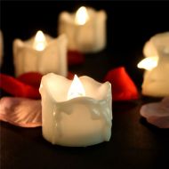 PinUp Angel Flicker Timer Candle(6 Hours On 18 Hours Off Cycle) Small Electric Timed Flameless Unscented Fake Artificial Decorative Tear Drop Shape Votive Battery Tealight For Christmas New Ye