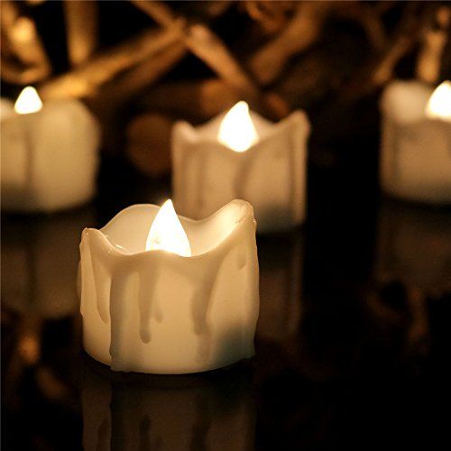  PinUp Angel Flicker Timer Candle(6 Hours On 18 Hours Off Cycle) Small Electric Timed Flameless Unscented Fake Artificial Decorative Tear Drop Shape Votive Battery Tealight For Christmas New Ye