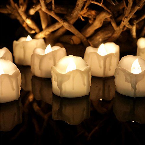  PinUp Angel Flicker Timer Candle(6 Hours On 18 Hours Off Cycle) Small Electric Timed Flameless Unscented Fake Artificial Decorative Tear Drop Shape Votive Battery Tealight For Christmas New Ye