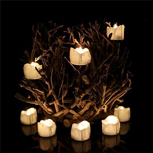  PinUp Angel Flicker Timer Candle(6 Hours On 18 Hours Off Cycle) Small Electric Timed Flameless Unscented Fake Artificial Decorative Tear Drop Shape Votive Battery Tealight For Christmas New Ye