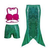 Pinbo Little Girls 3 Pcs Princess Mermaid Tail Bikini Set Swimwear Swimsuit