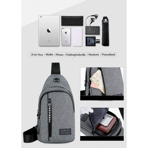  Pine Small Sling Bag Crossbody Chest Shoulder Water Resistant Sling Purse One Strap Travel Bag for Men Women Boys With Earphone Hole