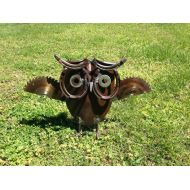 PineCorralMetalArt LARGER VERSION: Reduced Shipping! Rustic Metal Owl Garden Yard Sculpture / Recycled Shovel Horseshoe Saw Blade