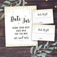/PineappleDesignCo Date Night Jar Sign, Date Night Ideas, Cards Printable, Wedding Shower Decor, Bridal Shower Games, Gold Confetti Glitter, Instant Download