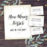 /PineappleDesignCo Guess How Many Kisses, Bridal Shower Games Printable, Gold Confetti Bridal Shower, Wedding Shower Guessing Activity Instant Download, Diy