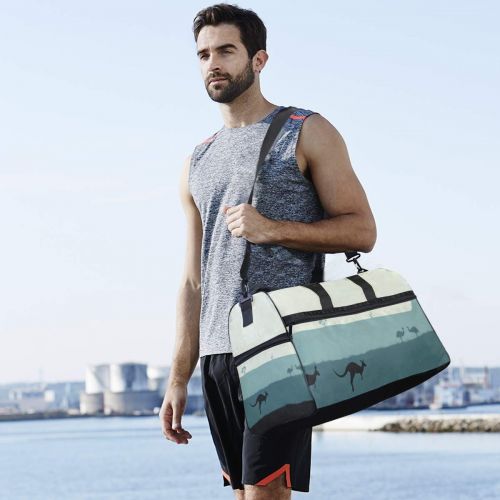  Pingshoes Gym Bag Running Kangaroo Ostrich Duffle Bag Large Sport Weekender Bag for Men Women