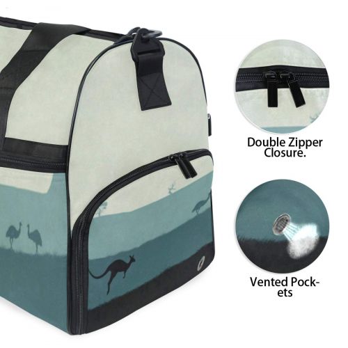  Pingshoes Gym Bag Running Kangaroo Ostrich Duffle Bag Large Sport Weekender Bag for Men Women