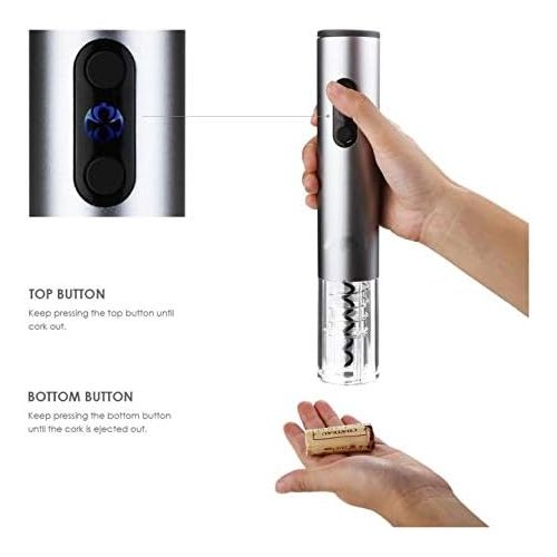  [아마존베스트]PiniceCore Electric Wine Bottle Openers Set Battery Operated Wine Opener Kit Cordless Automatic Corkscrew Combo Attached Foil Cutter Vacuum Seal Wine Aerator Pourer Stainless Steel